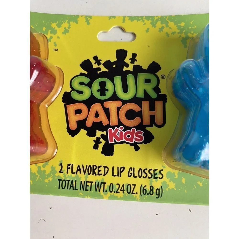 2 Pk Taste Beauty Sour‎ Patch Kids Blue Raspberry Cherry Flavored Lip Balm Gloss